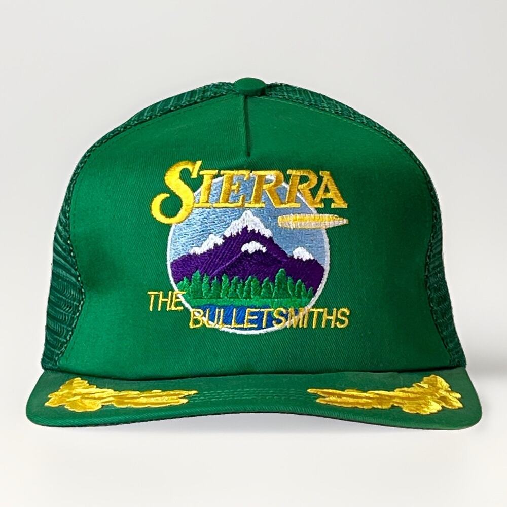 Vtg Specialty Sierra Bulletsmiths MeshBack Trucker Snapback Hat Scrambled Eggs